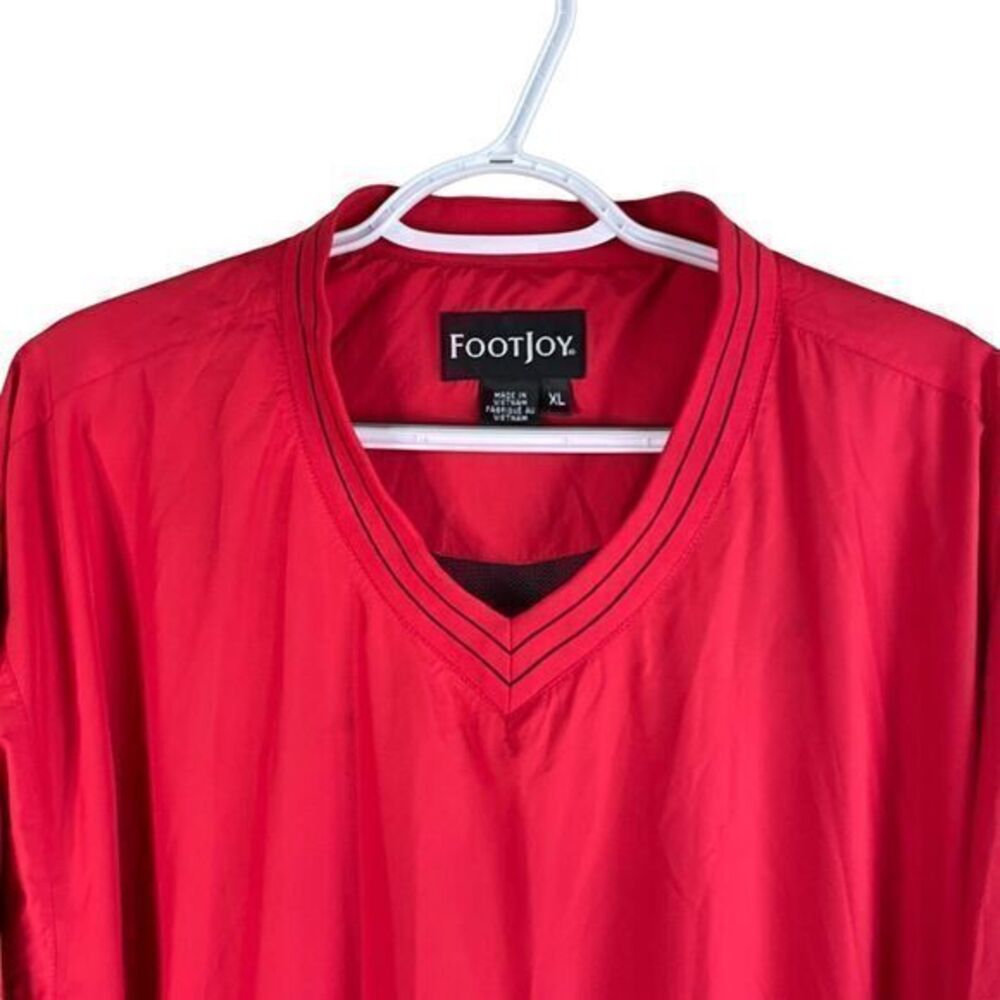 FootJoy Golf Windbreaker Jacket Mens XL‎ Red Pullover V Neck Polyester Pockets